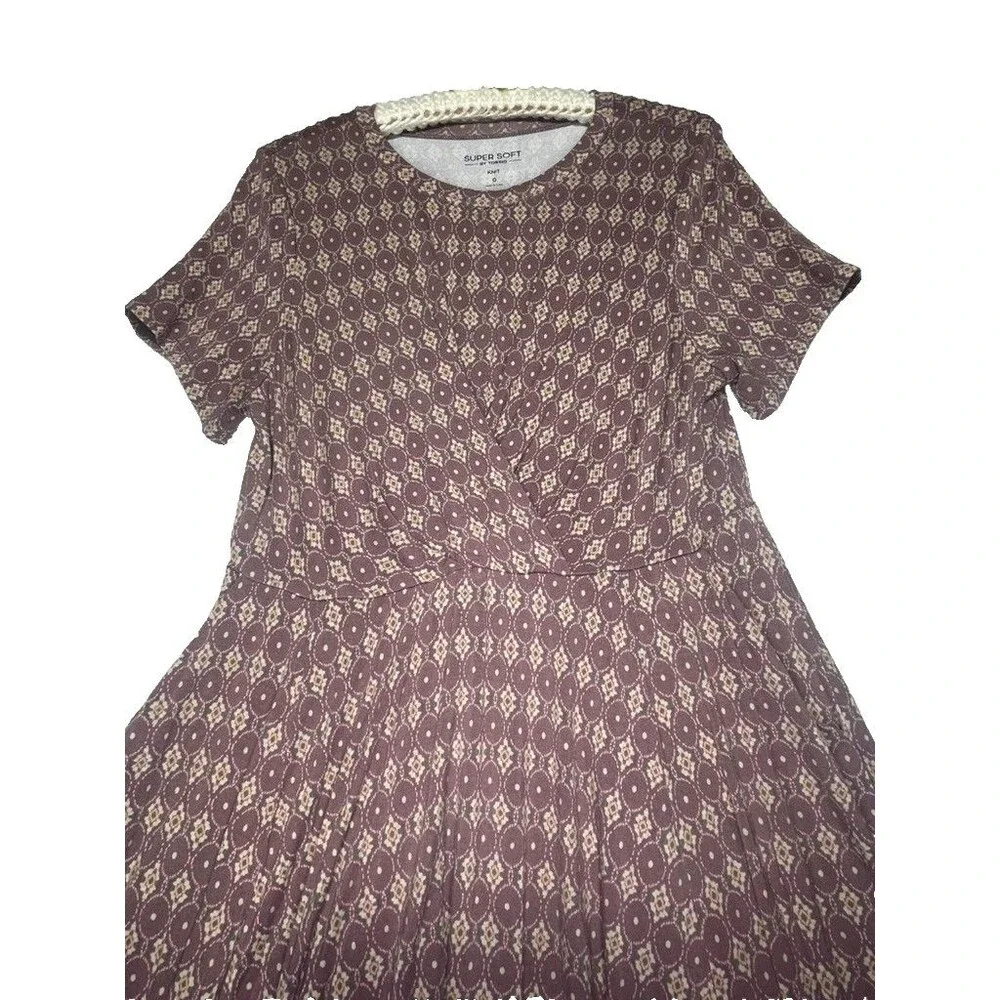 Torrid Mauve Pink Aztec print Waist Overlap Midi Dress Short Sleeve Size L - Picture 6 of 11